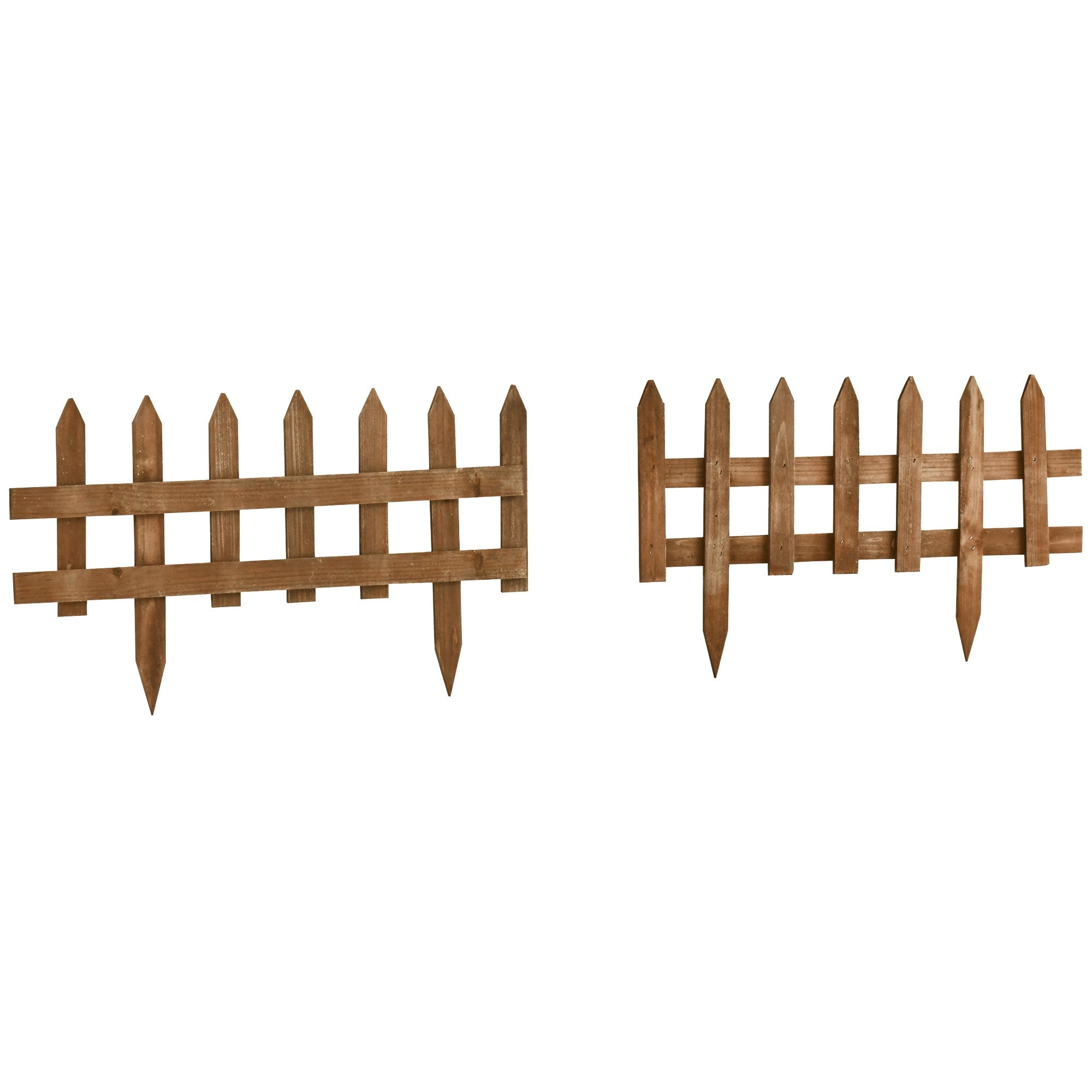 12-Piece Wooden Garden Edging Set – Brown Fencing for Lawns & Flower Beds