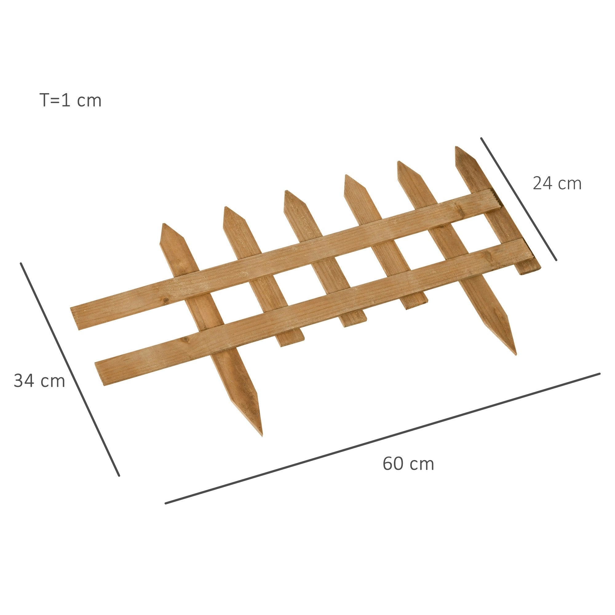 12-Piece Wooden Garden Edging Set – Brown Fencing for Lawns & Flower Beds