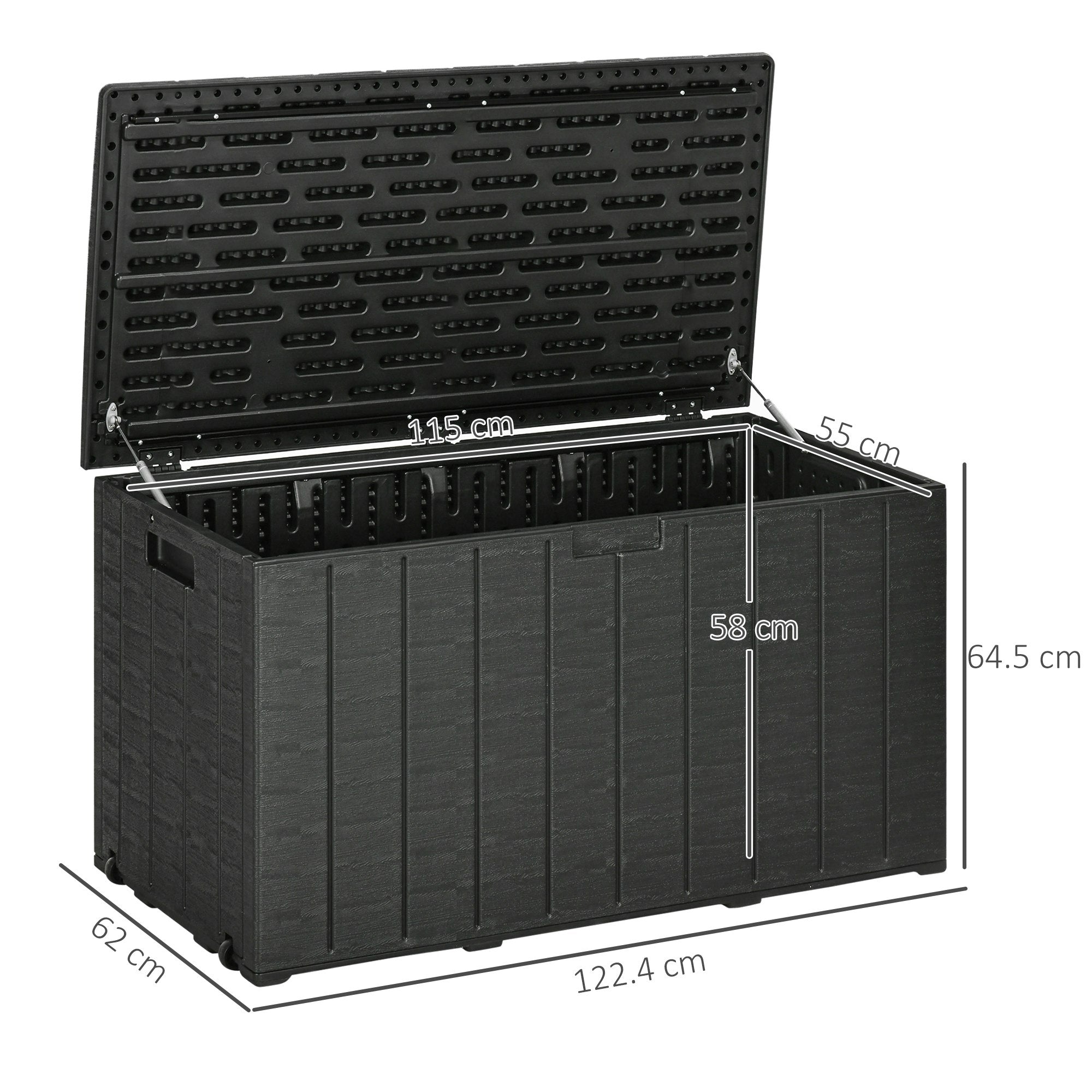 Garden Storage Box 336 L – Waterproof XXL Plastic Box with Double-Wall Design, Black