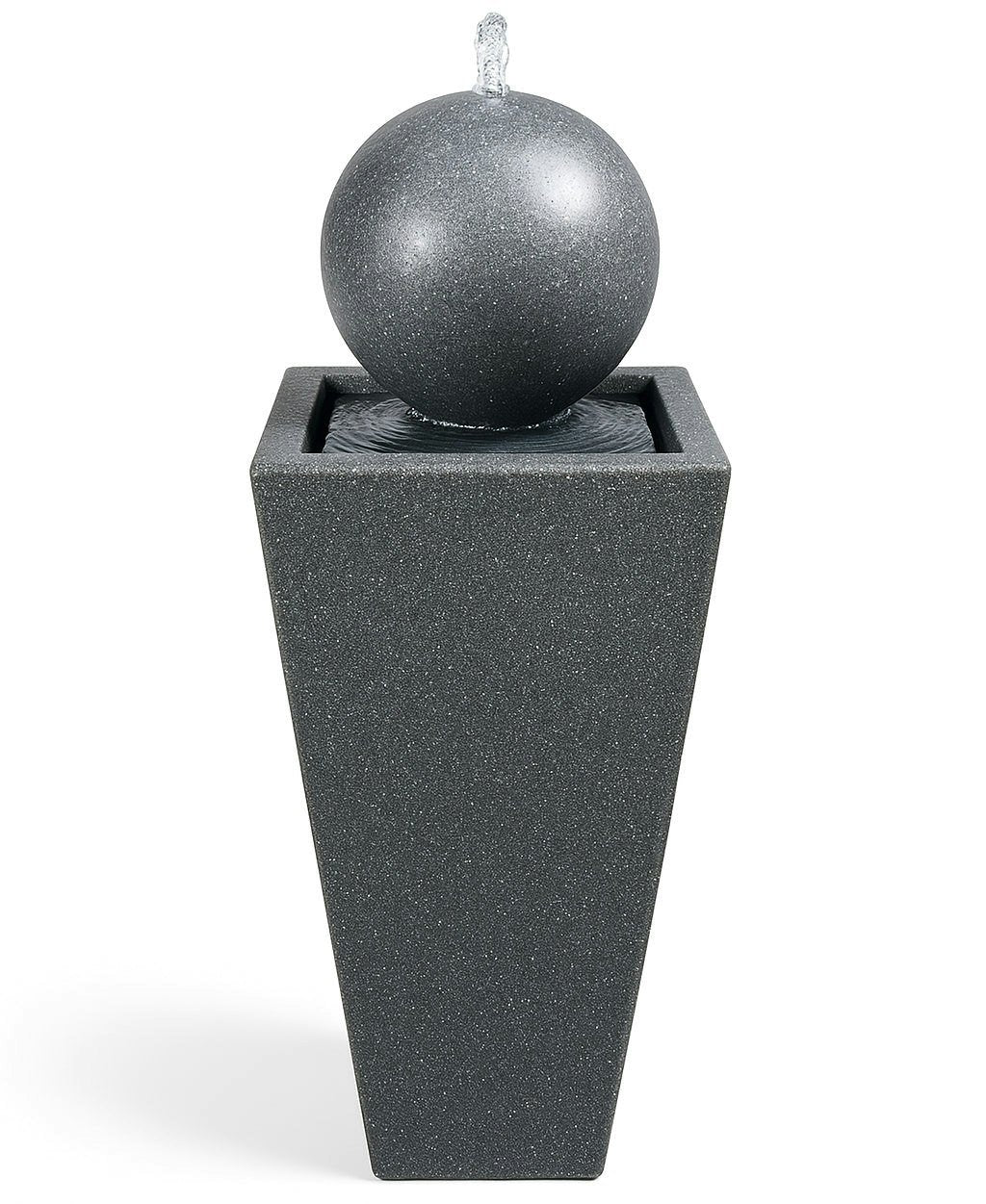 Garden Fountain with LED Lighting – Sphere & Column Design, Self-Contained for Outdoor Use