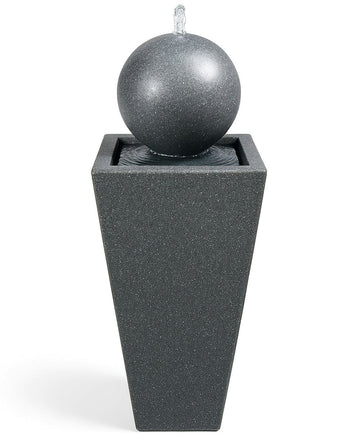 Garden Fountain with LED Lighting – Sphere & Column Design, Self-Contained for Outdoor Use