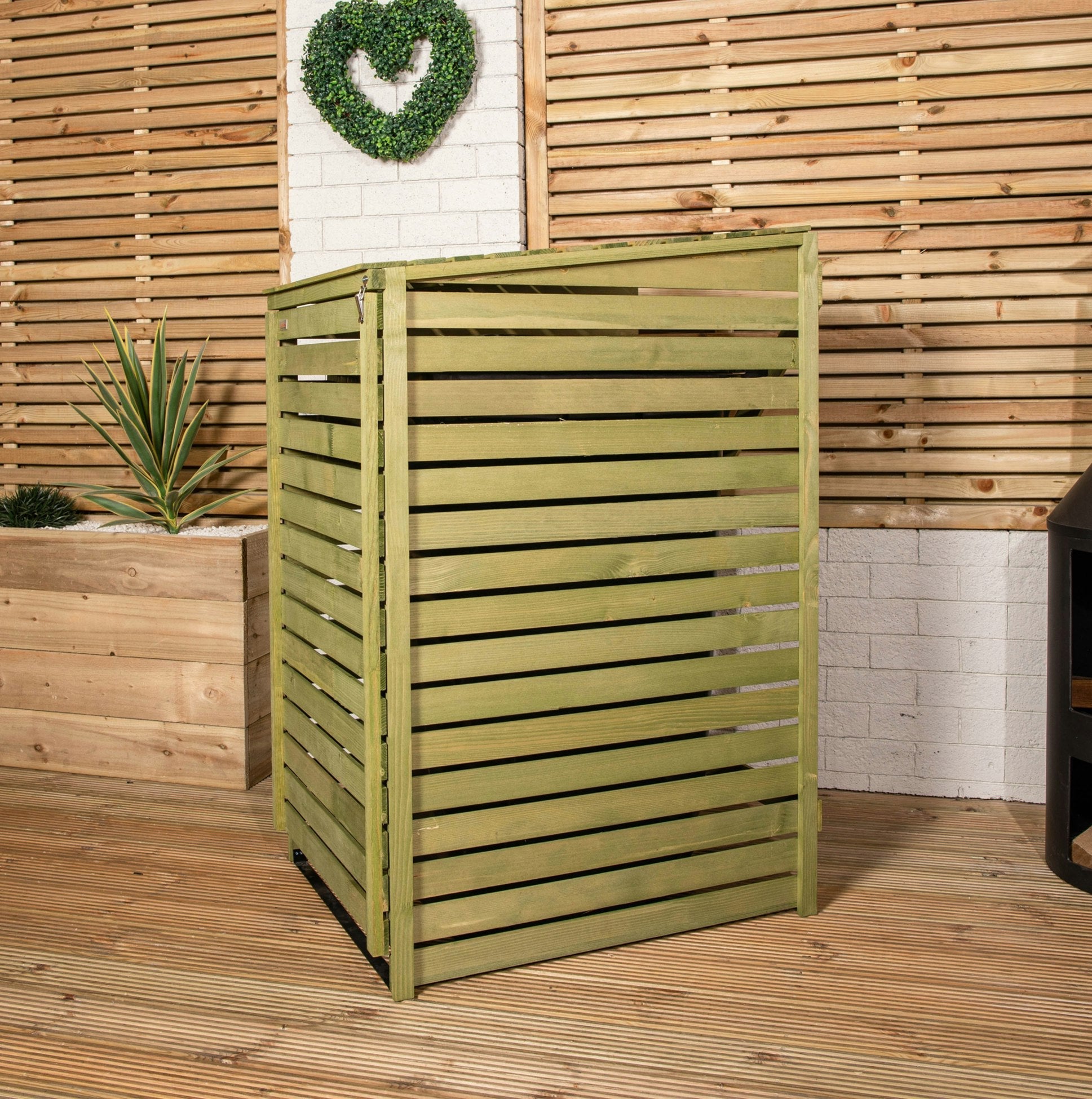 Outdoor Wooden Trash Bin Storage 68×120 cm – Fits 1 Wheelie Bin up to 240 L