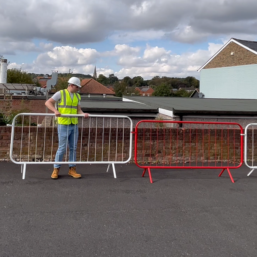 Crowd Control Barrier with Fixed Legs - White